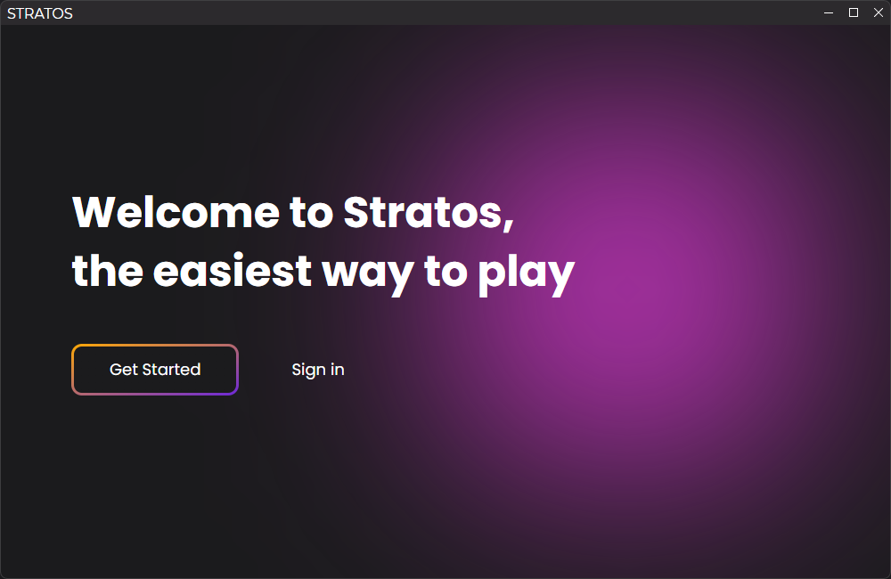 Screenshot of welcome page